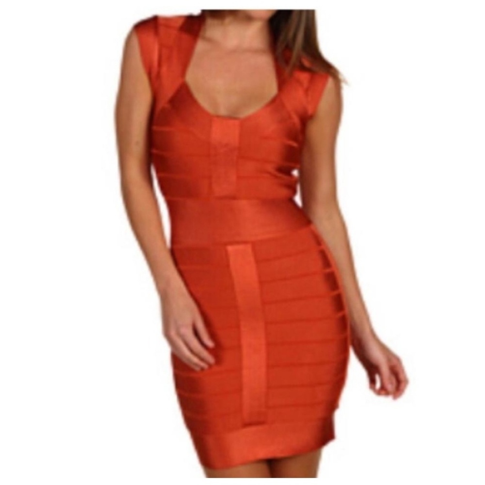 French Connection Burnt Orange Bandage Dress